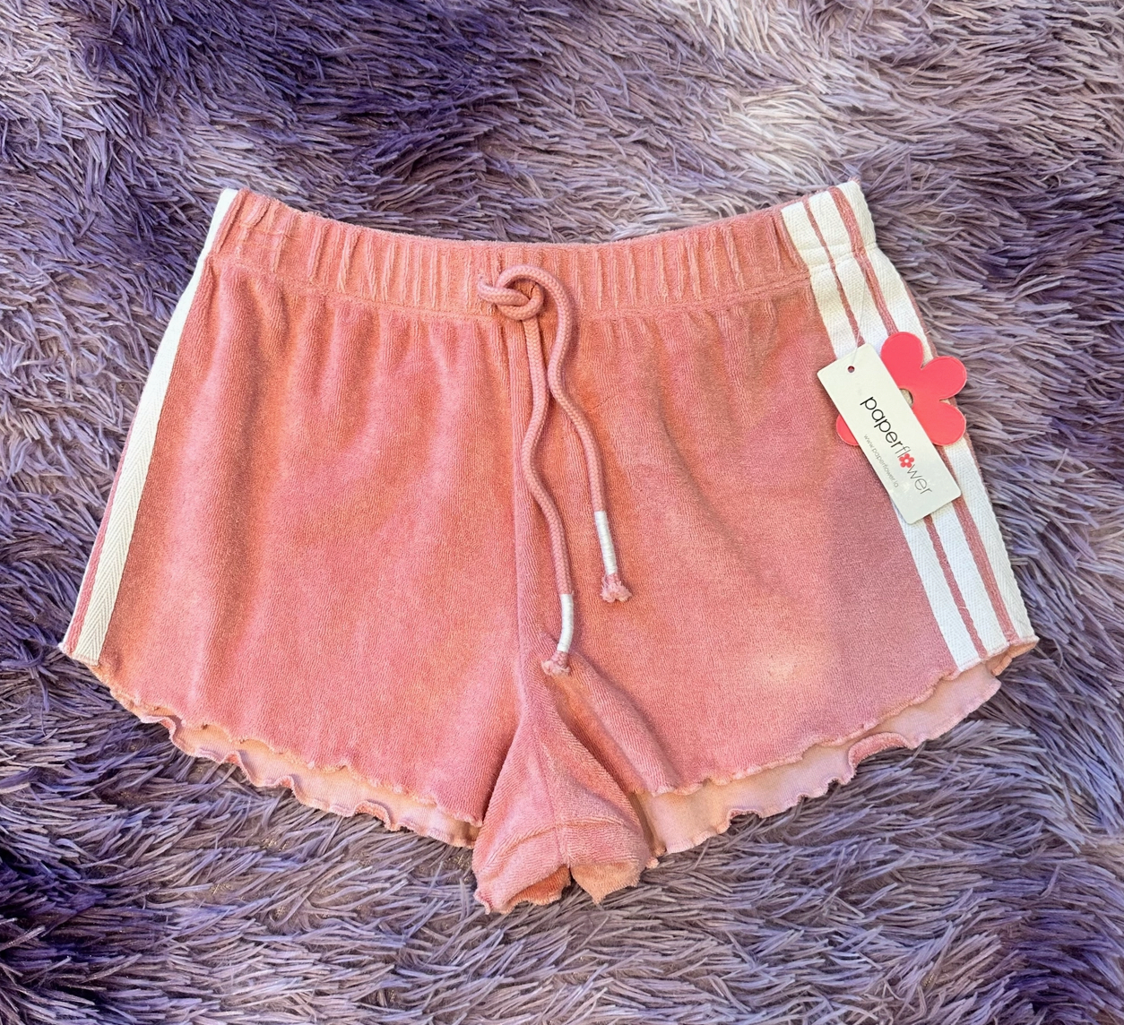 Paper Flower Loop Terry Tween Athletic Taping Short - Pink Dolphin