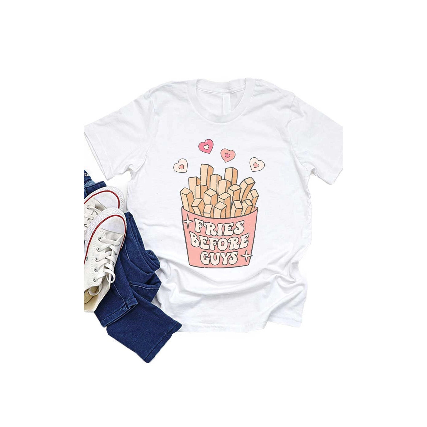 Retro Fries Before Guys Youth Graphic Tee