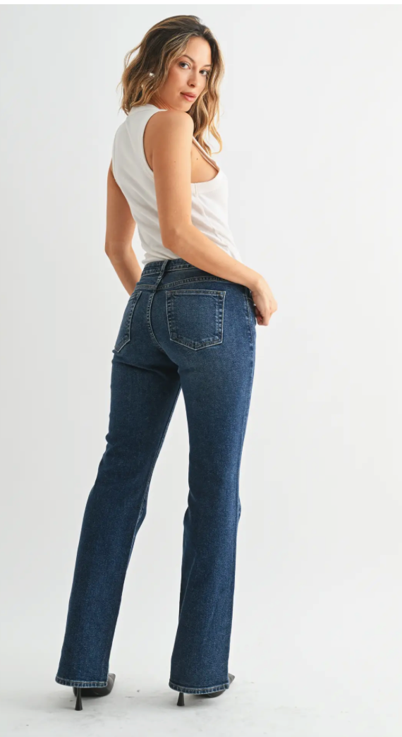 Just Black Denim Dark Low Rise Vintage Slim Bootcut