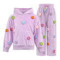 Lola & The Boys  3D Rainbow Daisy Velour Set