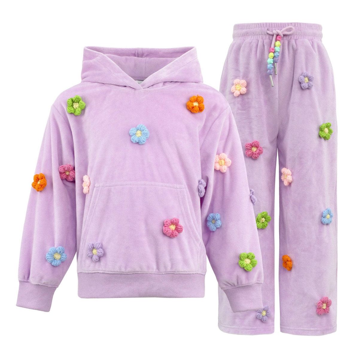 Lola & The Boys  3D Rainbow Daisy Velour Set