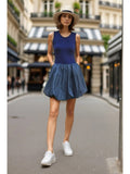 Mimi Bubble Tank Dress (Navy Rib/ Denim)