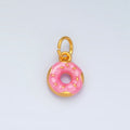 24K Gold Filled Pink Glazed Sprinkle Donut Dessert Enamel Charm