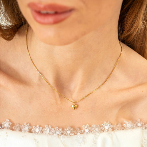 Brenda Grands Gold Puffy Heart Necklace