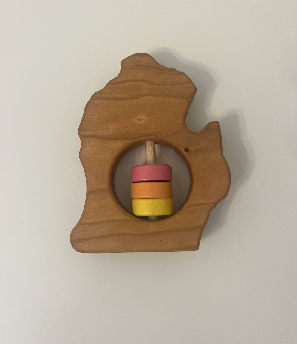 Bannor Toys Michigan Wooden Baby Rattle (2 Color Schemes Available!)