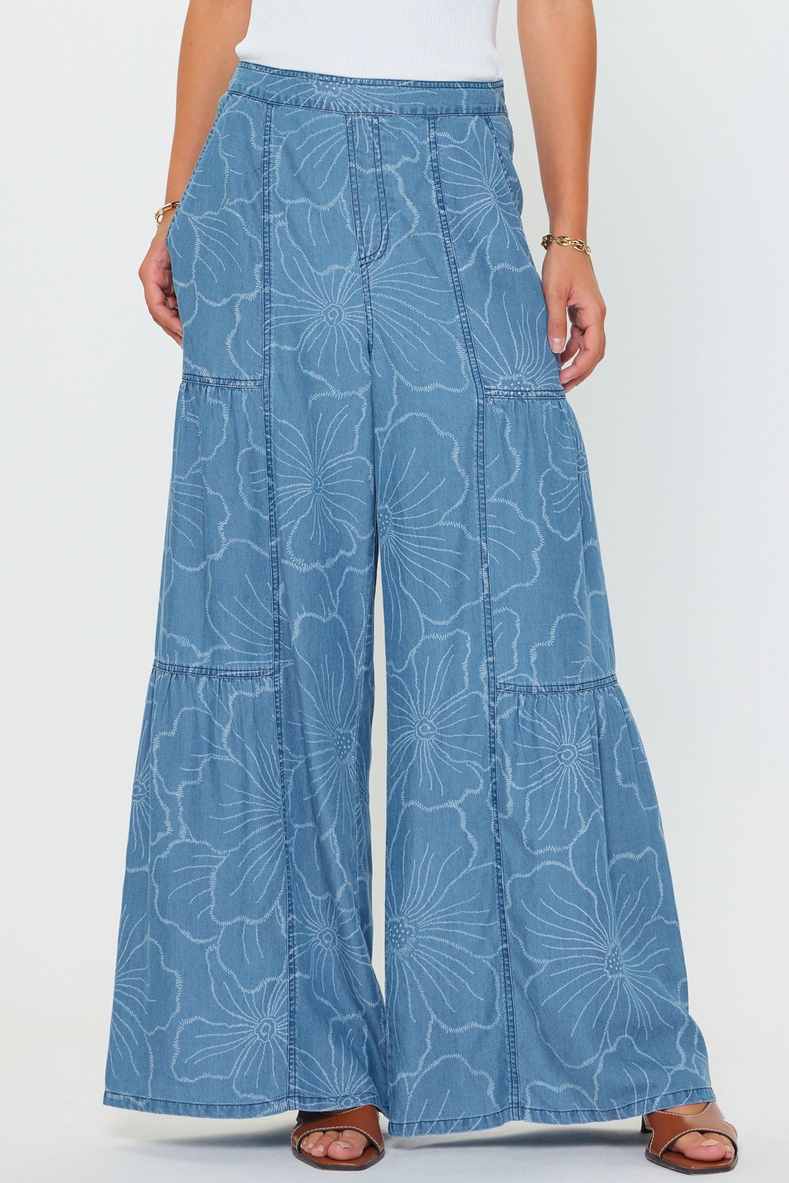 Current Air  Floral printed wide leg pants