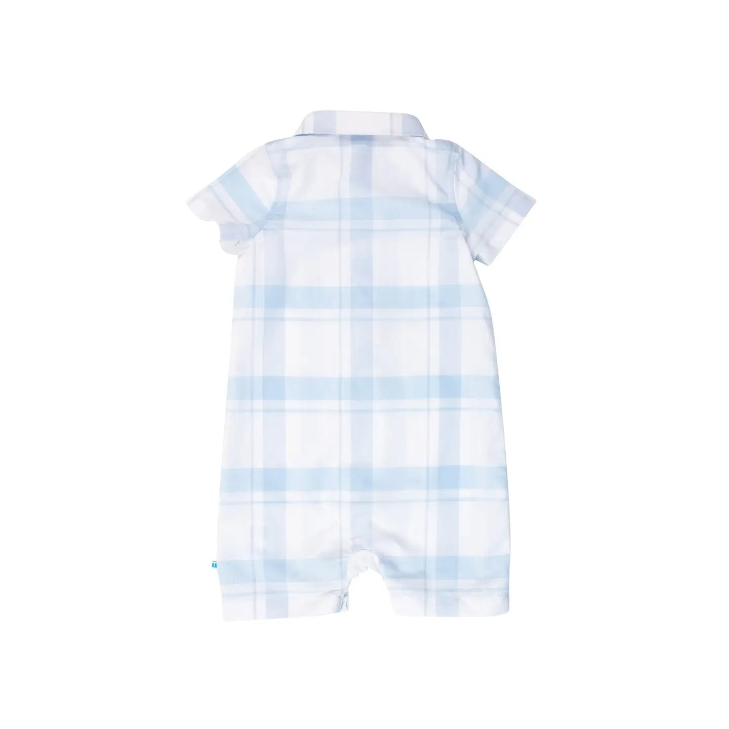 Ruggedbutts Baby Boys Light Blue Windowpane Button-Up Romper