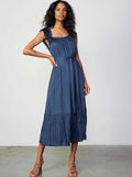 Current Air Double-Layer Ruffle Sleeve Crinkle 3Q Dress