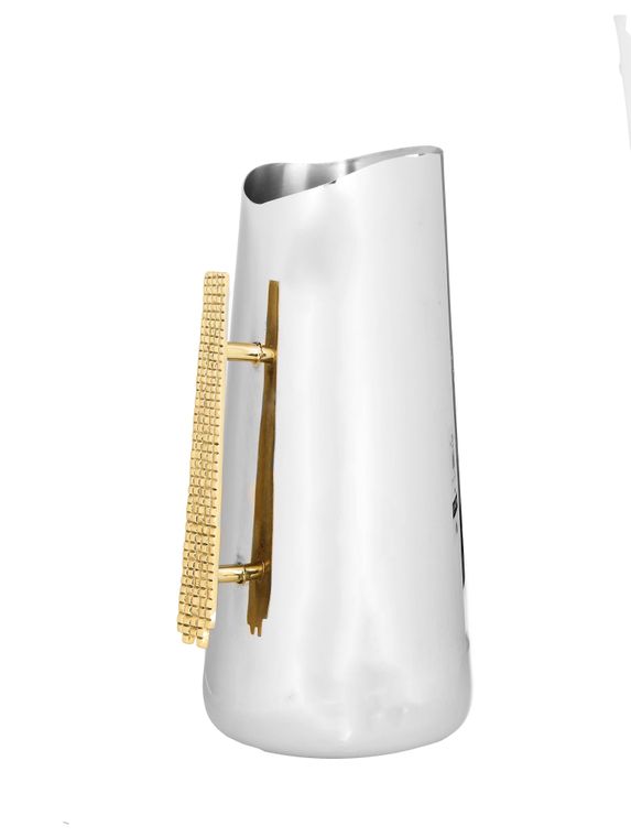 Classic Touch Nickel Pitcher with Gold Handle