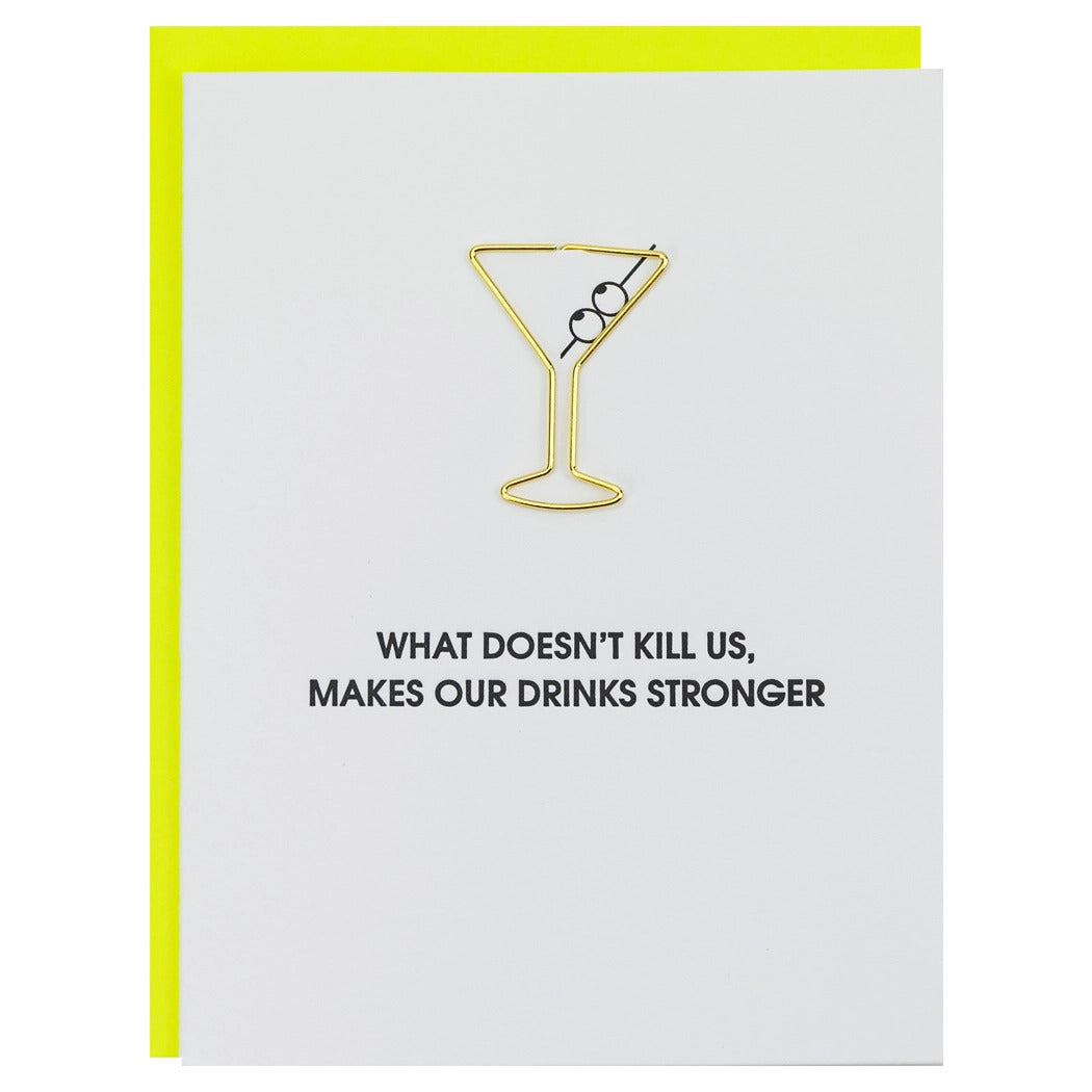 Chez Gagne What Doesn't Kill Us Paper Clip Letterpress Card