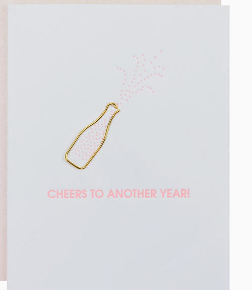 Chez Gagne Cheers To Another Year - Milestone- Champagne Paperclip Card