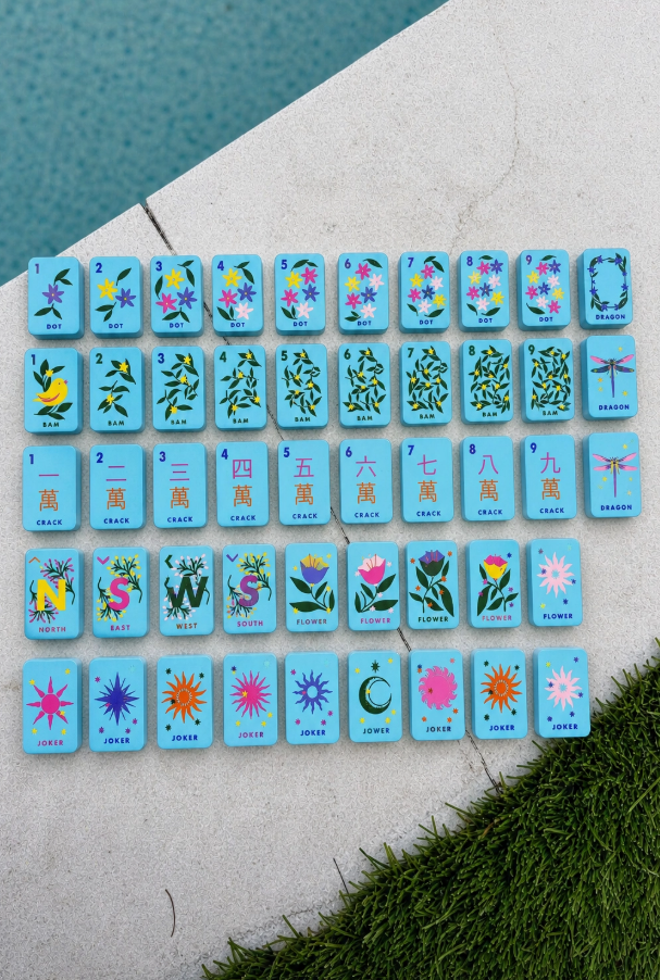 Girl Tribe - Floating Mahjong Tiles in Bright Blue For the Pool