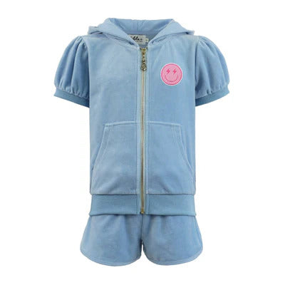Lola & The Boys Velour Emoji Patch Short Set
