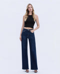 Flying Monkey High Rise Dark Wash Full Length Wide Jeans