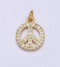 Peace Sign Micro Paved Cz Charm