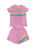 Lola & The Boys Rainbow Sequin Short Set