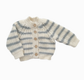 The Blueberry Hill Rib Knit Stripe Cardigan in Bowie Grey