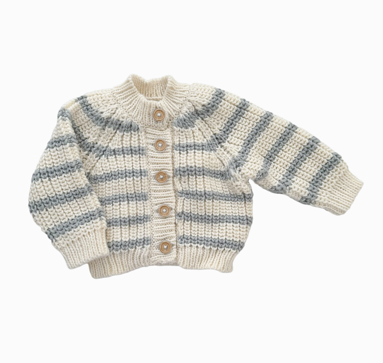 The Blueberry Hill Rib Knit Stripe Cardigan in Bowie Grey