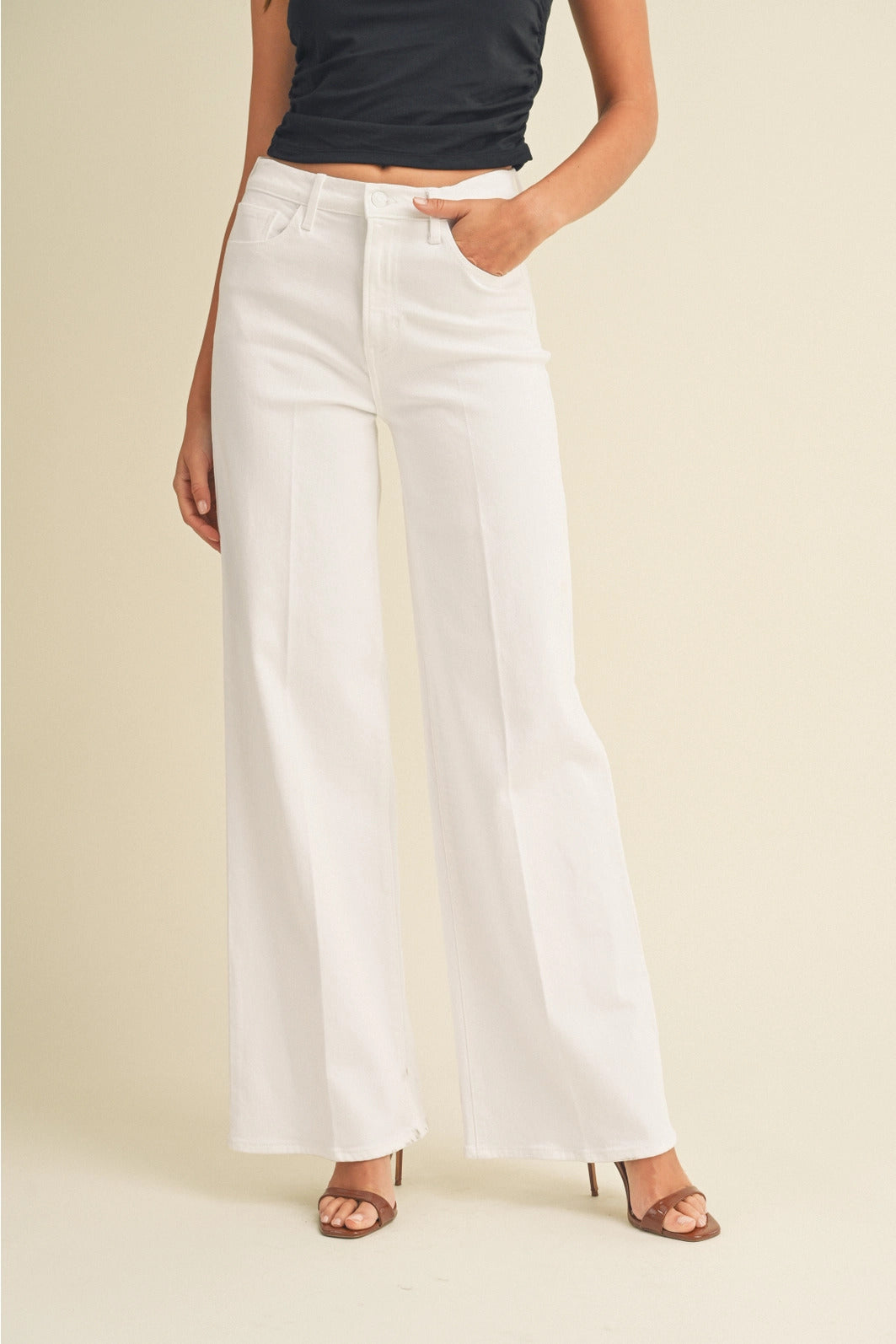 Just Black Denim White Palazzo Jean