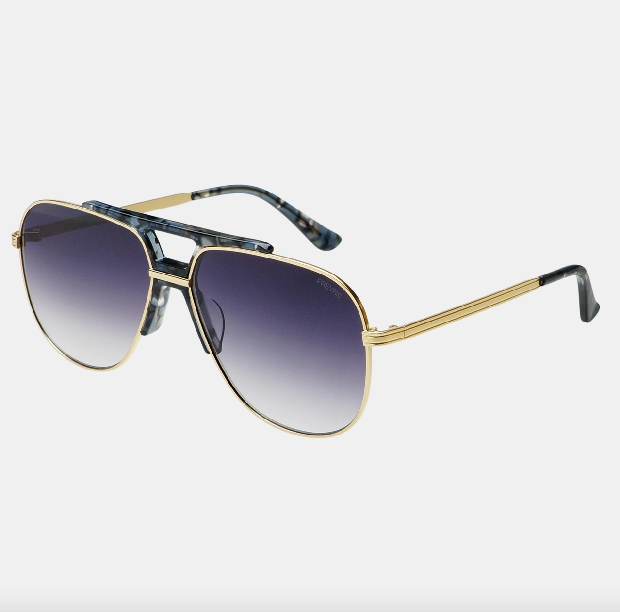 FREYRS Logan Acetate Aviator Unisex Sunglasses in Light Gold/Gray