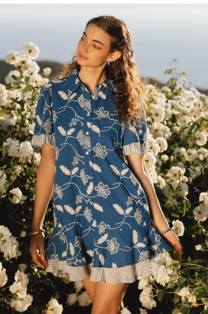 Current Air Embroidered Tiered Mini Dress