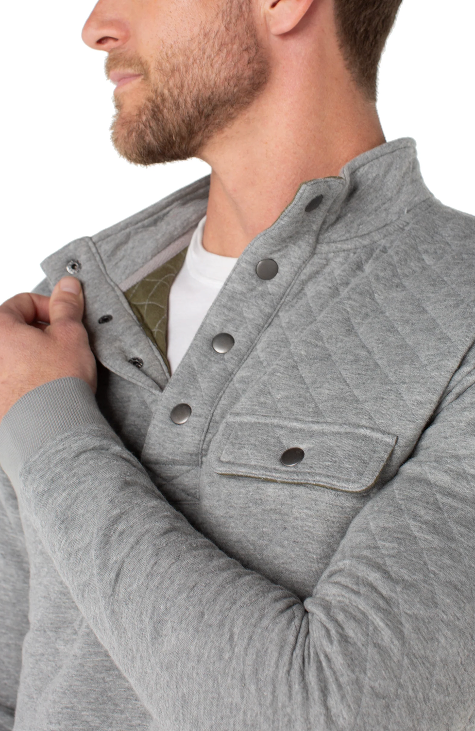 Liverpool Mens Neck Snap Placket Pullover