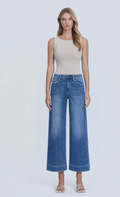 Flying Monkey High Rise Medium Dark Crop Wide Trouser Jeans