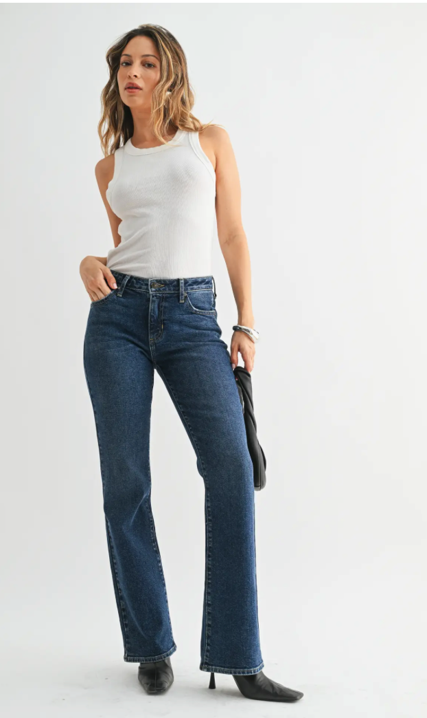 Just Black Denim Dark Low Rise Vintage Slim Bootcut