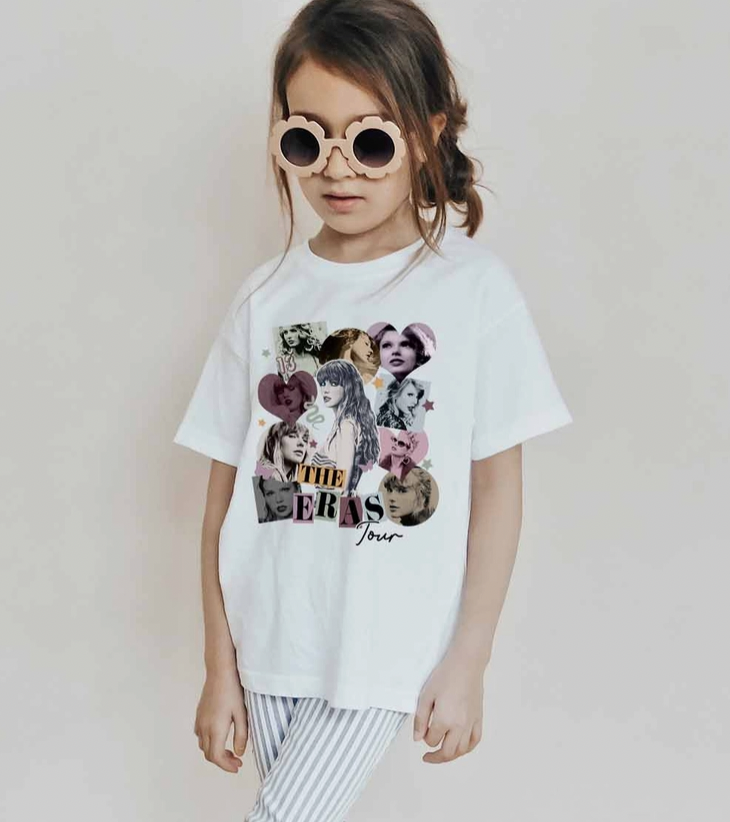 TS Inspired Heart Collage Kids Graphic Tee