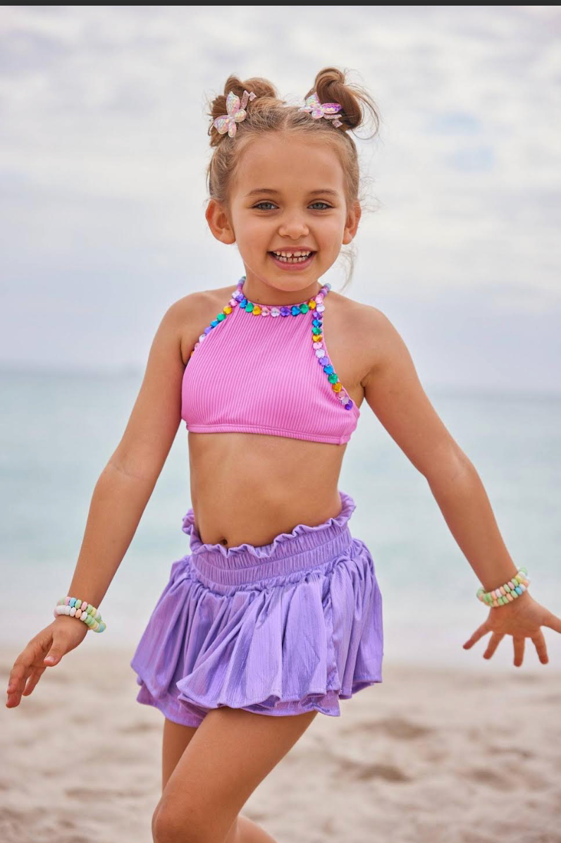 Lola & The Boys Lavender Metallic Skort