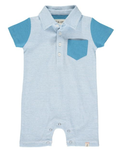 Me & Henry Blue & White Micro Stripe Romper