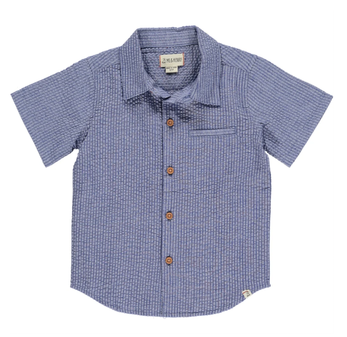 Me & Henry Newport Navy Seersucker Woven Shirt