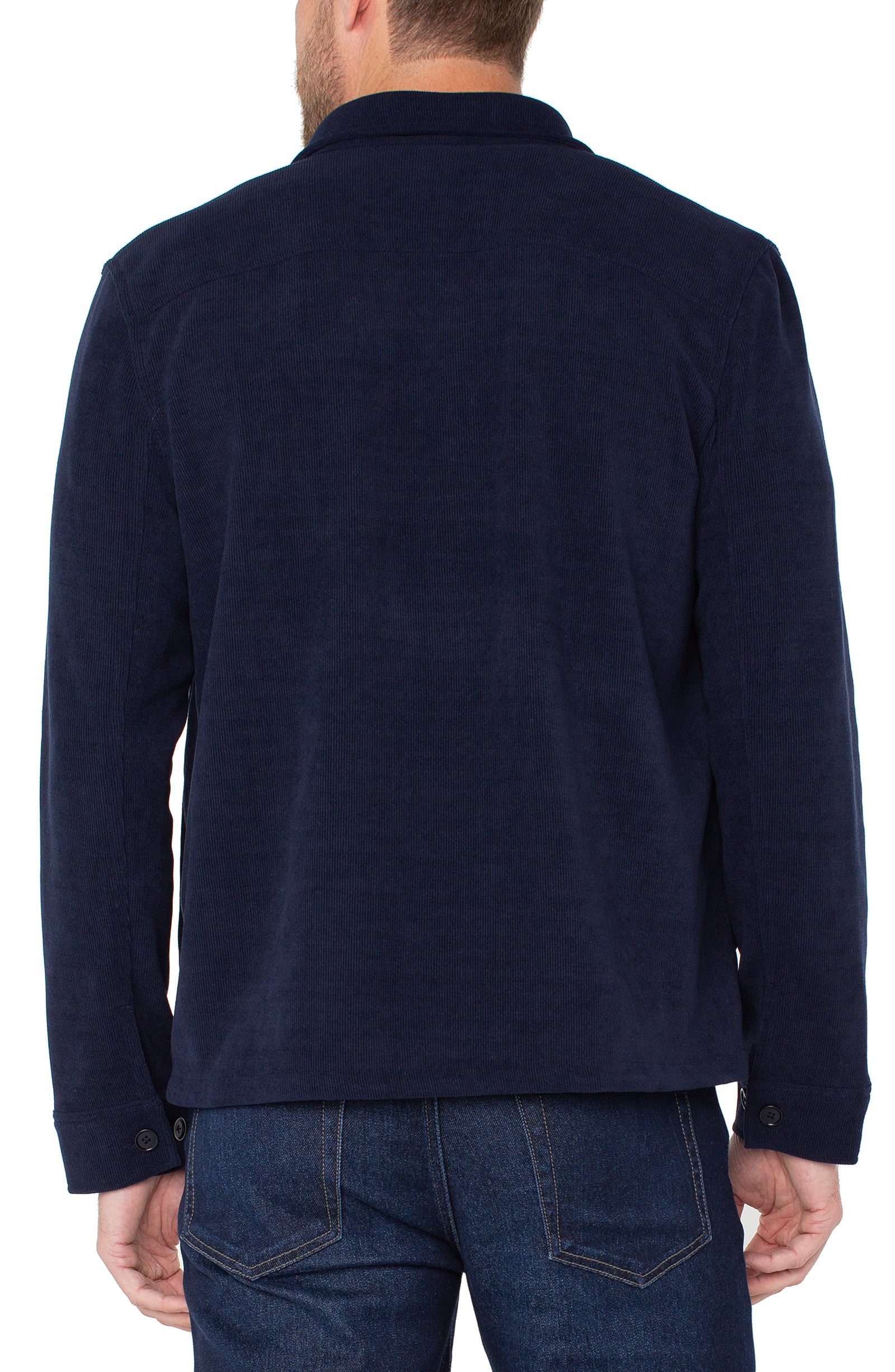 Liverpool Men's Knit Corduroy Overshirt in Midnight Blue