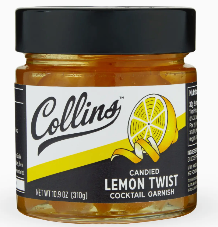 Collins Italian Candied Lemon Peel Twist Cocktail Garnish 10.9 oz