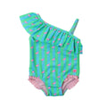 Rufflebutts Girls Flamingo Stripe One Shoulder One Piece