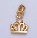 Mini 24K Gold Filled Royalty Crown with Cubic Zirconia Pendant Charm For Jewelry