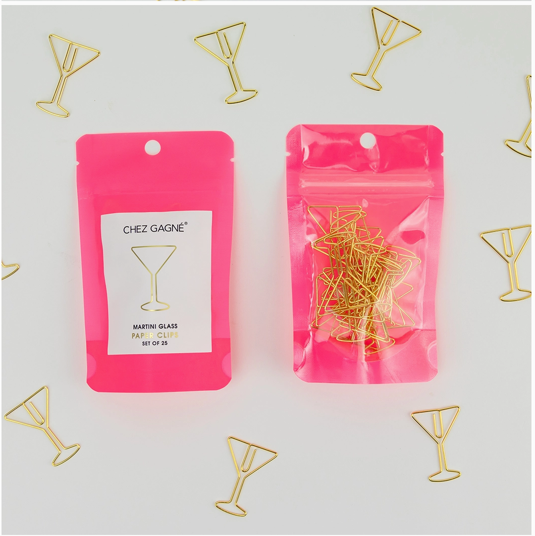 Chez Gagne Martini Glass - Unique Gold Plated Paper Clips - Pack of 25