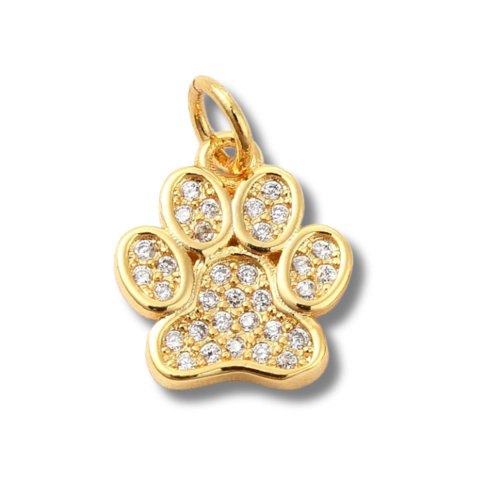 Gold Rhinestone Paw Charm