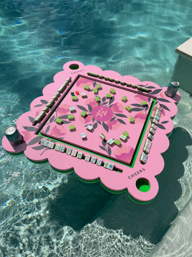 Girl Tribe - Floating Mahjong Tile Mat in Floral Pink