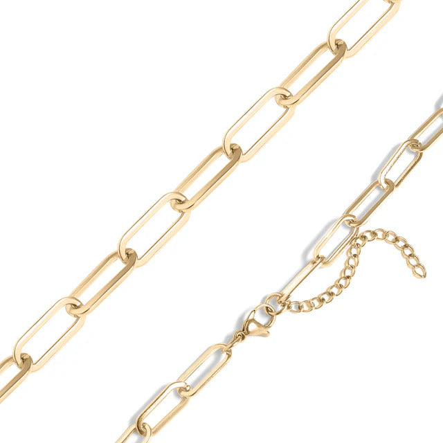 18K Gold Stainless Steel Paperclip Chain Necklace