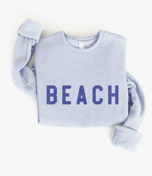 Oat Collective "Beach" Graphic Sweatshirt in Light Blue