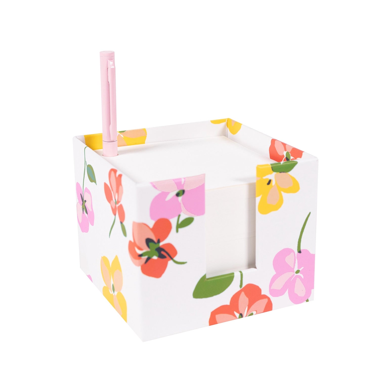 Kate Spade Notecube with Pen, Spring Pansies