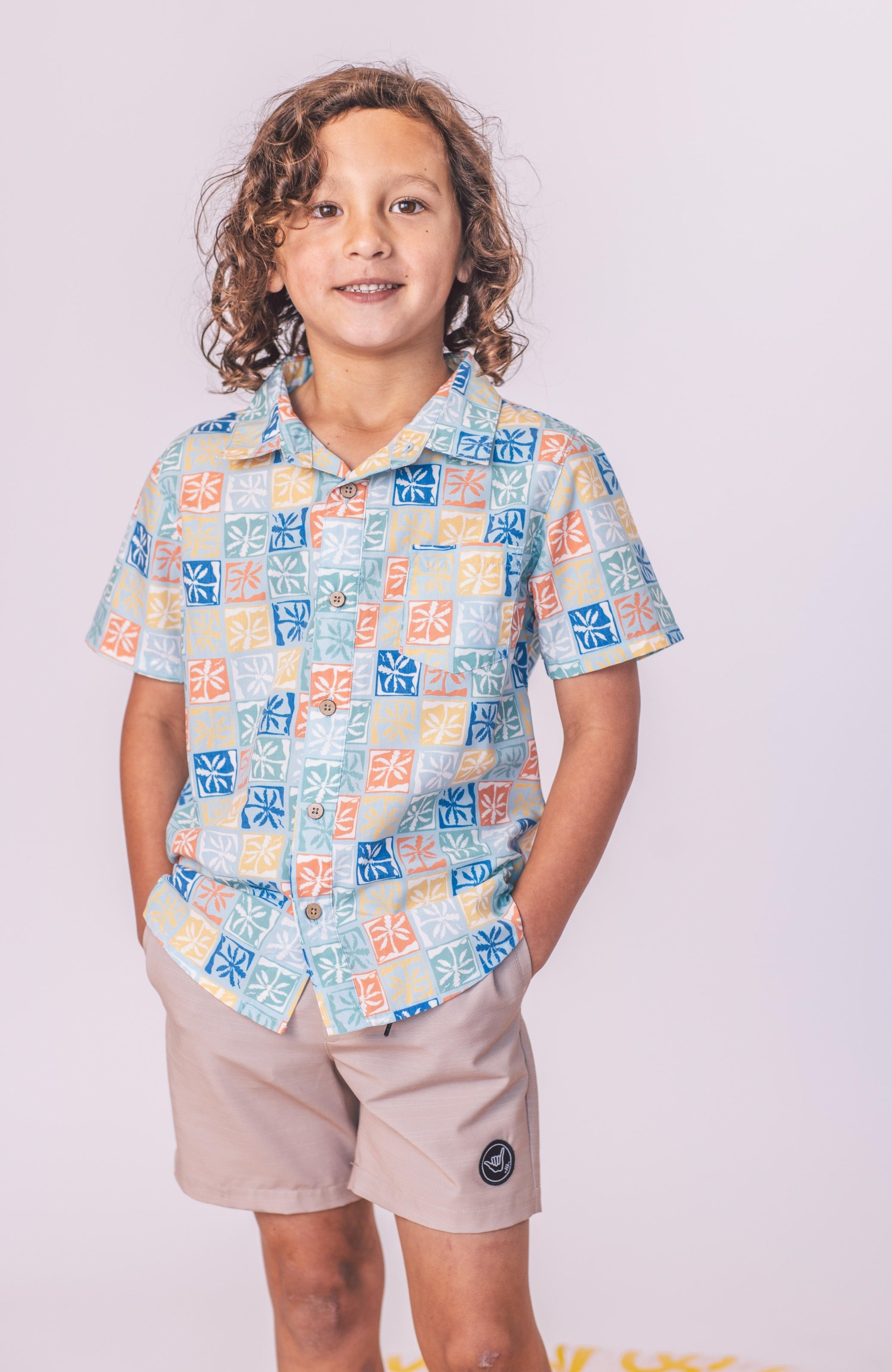 Feaher 4 Arrow Palm Check Button Down Shirt