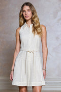 Current Air Eyelet Embroidery Sleeveless Shirt Mini Dress Natural