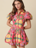 Olivaceous - Gina Floral Puff Sleeve Mini Dress