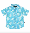 Feather 4 Arrow Paradise Palm Button Down in Blue Grotto