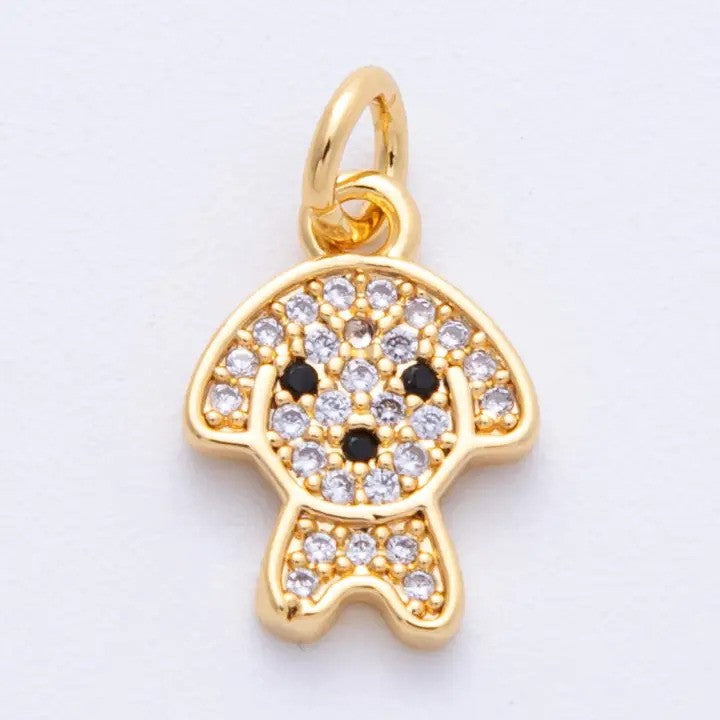 18K Gold Filled 13.5mm Micro Paved Cz Dog Pet Animal Charms |