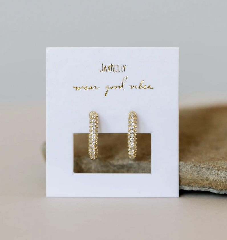 JaxKelly Cubic Zirconia Encrusted Hoop Earrings