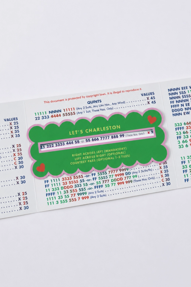 Girl Tribe - Mahjong Line Finder Tool For Standard and Large Size Nmjl Cards - Green