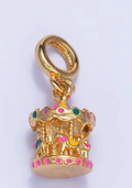 24K Gold Filled Carousel Carnival Enamel Multidimensional Rhondelle Drop Charm